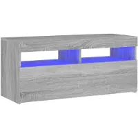 vidaXL Armoire TV avec lampes LED Gris Sonoma 90x35x40 cm
