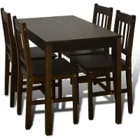 vidaXL Table de salle à manger en bois avec 4 chaises en bois Set de salle à manger marron
