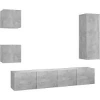 vidaXL Ensemble de 5 meubles TV en bois gris béton