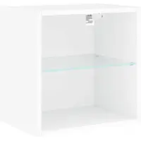 vidaXL Table de nuit murale avec lampes LED Blanc