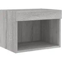 vidaXL Table de nuit murale avec lampes LED Gris Sonoma