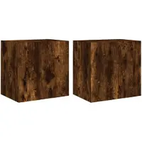 DKD Home Decor Armoires TV murales 2 pcs. Chêne fumé 40,5x30x40 cm Matériau dérivé du bois