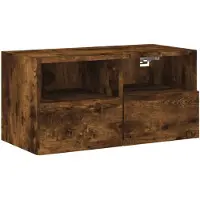 DKD Home Decor Armoire TV murale chêne fumé 60x30x30 cm Matériau dérivé du bois