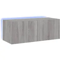 vidaXL Armoire TV murale avec lampes LED Gris Sonoma 80x35x31 cm