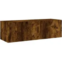 vidaXL Armoire TV murale avec lampes LED chêne fumé 100x35x31 cm