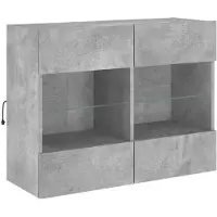 vidaXL Armoire TV murale avec lampes LED gris béton 78,5x30x60,5 cm