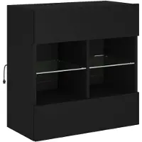 vidaXL Armoire TV murale avec lampes LED Noir 58,5x30x60,5 cm