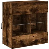 vidaXL Armoire TV murale avec lampes LED Chêne fumé 58,5x30x60,5 cm