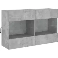 vidaXL Armoire TV murale avec lampes LED gris béton 98,5x30x60,5 cm