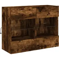 vidaXL Armoire TV murale avec lampes LED chêne fumé 78,5x30x60,5 cm