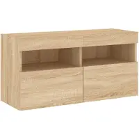 vidaXL Armoire TV murale avec lampes LED Chêne Sonoma 80x30x40 cm
