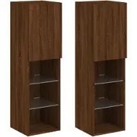 vidaXL Meubles TV avec lumières LED 2 pcs chêne marron 30,5x30x102 cm