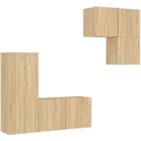 vidaXL Meuble-paroi 4 pièces chêne Sonoma bois composite