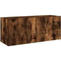 vidaXL Armoire TV murale avec lampes LED chêne fumé 100x35x41 cm