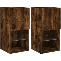 vidaXL Armoires TV avec lampes LED 2 pcs. Chêne fumé 30,5x30x60 cm