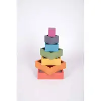 TickiT Jeu de construction Rainbow Architect Squares Set en bois 7 pièces
