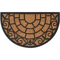vidaXL Tapis de porte demi-rond 45x75 cm caoutchouc et fibre de coco