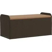 vidaXL Banc avec espace de rangement & coussins Marron 115x51x52 cm Poly rotin