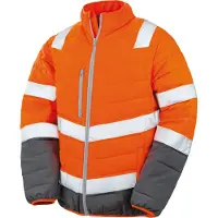 Result R325M | Veste de sécurité souple rembourrée pour homme / ISO EN20471:2013 Classe 2 - Couleur : Orange Fluorescent/Grey - Taille : L