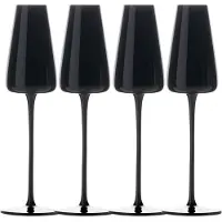 Intirilife 4x Verre À Champagne Au Design Moderne En Noir - Capacité De 220 Ml - Verre Pour Champagne, Prosecco, Lavable Au Lave-Vaisselle, Verre En Cristal, Résistant Aux Chocs