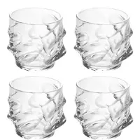 Intirilife 4x Verre À Whisky En Crystal Clear ?Sculptured? - Tumbler Old Fashioned Verre Pour Spiritueux Sans Plomb Design Sculpture Lavable Au Lave-Vaisselle - Bourbon, Scotch, Whiskey