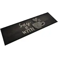vidaXL Tapis de cuisine lavable imprimé tasse noir 45x150 cm velours