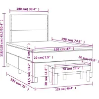 vidaXL Lit boxspring avec matelas noir 120x190 cm velours