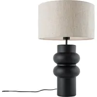 QAZQA Lampe de table design noire avec abat-jour en tissu gris clair 35 cm - Alisia
