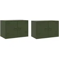 vidaXL Meubles TV 2 pcs vert olive 67x39x44 cm acier