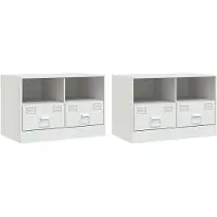vidaXL Meubles TV 2 pcs blanc 67x39x44 cm acier