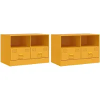 vidaXL Armoires TV 2 pcs jaune moutarde 67x39x44 cm acier