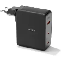 Aukey Chargeur secteur , PA-B7O BK, 140W, charge rapide, 2 x USB-C, 1 x USB-A, noir