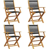 vidaXL Chaises de jardin 4 pcs. Pliable Noir Bois massif Acacia