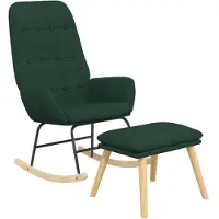 vidaXL Chaise à bascule avec repose-pied Vert foncé Tissu