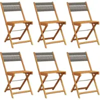 vidaXL Chaises de jardin 6 pcs. Pliable Gris Bois massif Acacia