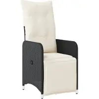 vidaXL Fauteuil de jardin Réglable avec coussins Noir Poly Rattan