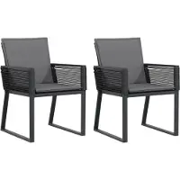 vidaXL Chaises de jardin avec coussins 2 pcs. noir poly rotin