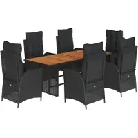 vidaXL Ensemble de jardin 7 pièces avec coussins Noir Poly Rattan