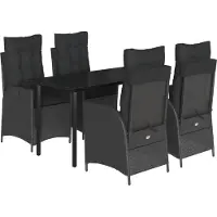 vidaXL Ensemble de jardin 5 pièces avec coussins Noir Poly Rattan