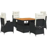 vidaXL Ensemble de jardin 5 pièces avec coussins Noir Poly Rattan