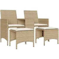 vidaXL Canapé de jardin 2 places avec table et tabourets Beige Poly rotin