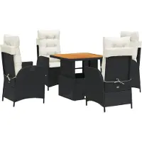 vidaXL Ensemble de jardin 5 pièces avec coussins Noir Poly Rattan