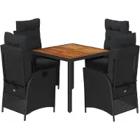 vidaXL Ensemble de jardin 5 pièces avec coussins Noir Poly Rattan