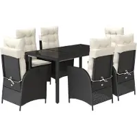 vidaXL Ensemble de jardin 7 pièces avec coussins Noir Poly Rattan