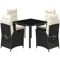 vidaXL Ensemble de jardin 5 pièces avec coussins Noir Poly Rattan