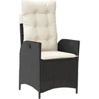 vidaXL Fauteuil de jardin Réglable avec coussins Noir Poly Rattan