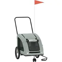 vidaXL Remorque pour vélo Chiens Gris Tissu Oxford et fer