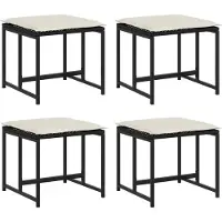 vidaXL Tabourets de jardin avec coussins lot de 4 noir résine tressée