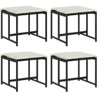 vidaXL Tabourets de jardin avec coussins lot de 4 noir résine tressée