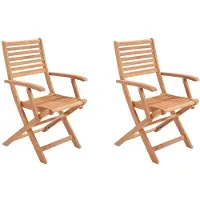 Generique Lot De 2 Fauteuils De Jardin Pliants En Acacia Fsc - 57 X 52 X 90 Cm